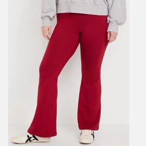 NEW Old Navy XXLP Cordovan Red High Waisted Fleece Lined Flare Leggings